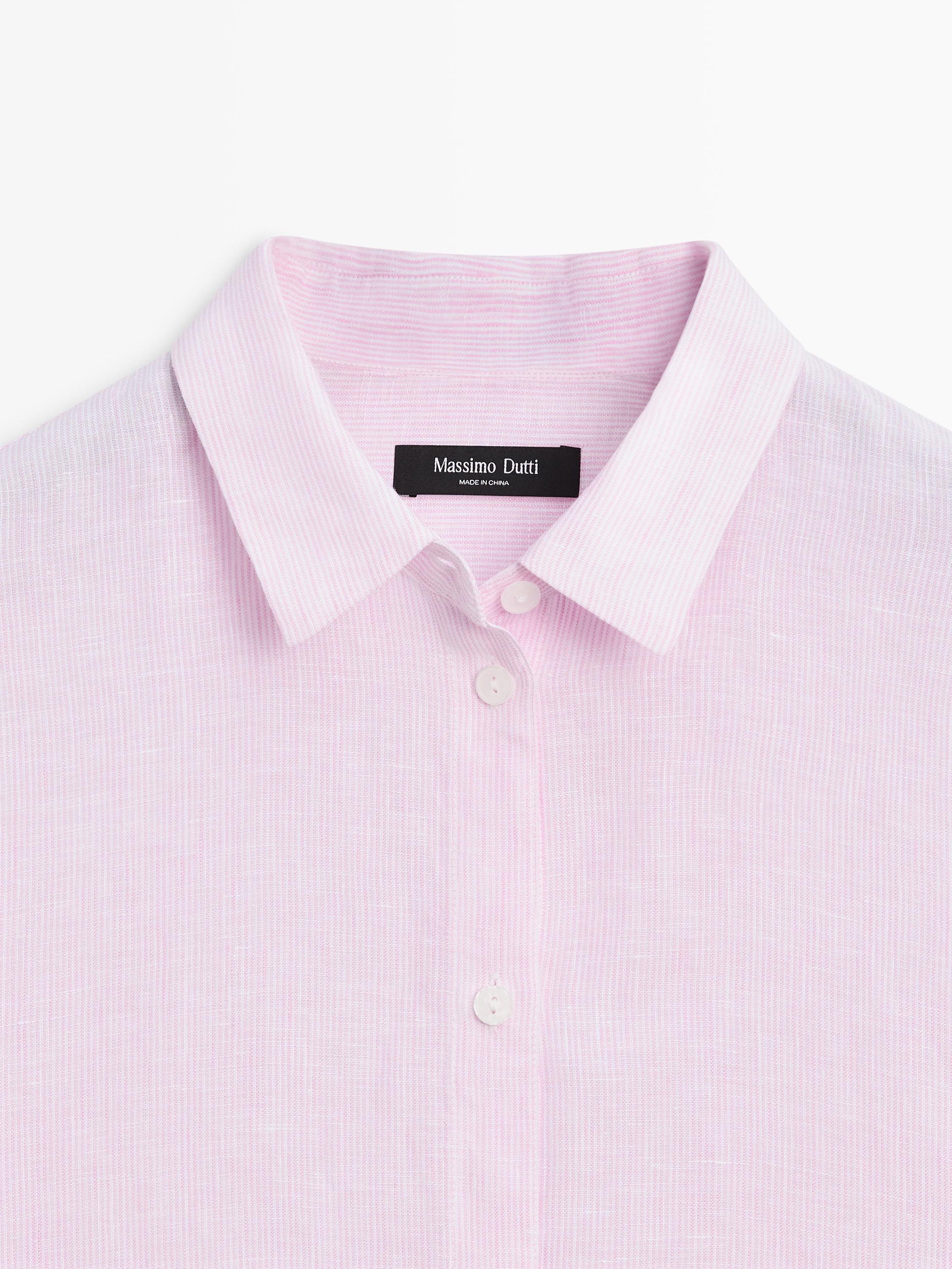 Flowing pinstriped 100% linen shirt